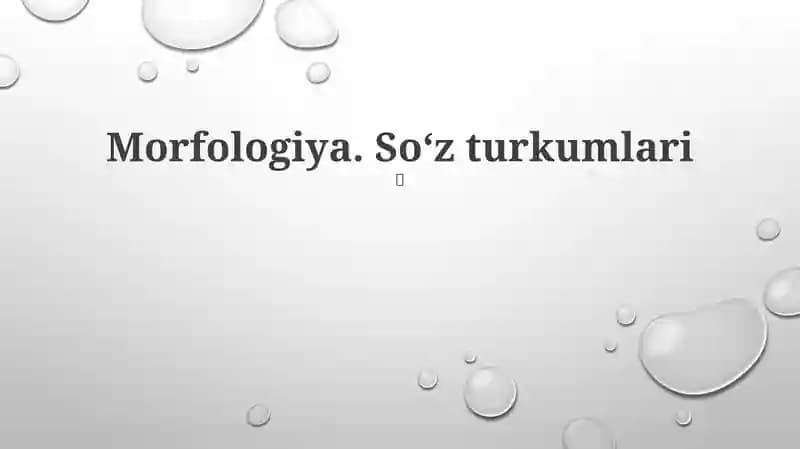 Morfologiya. Soʻz turkumlari