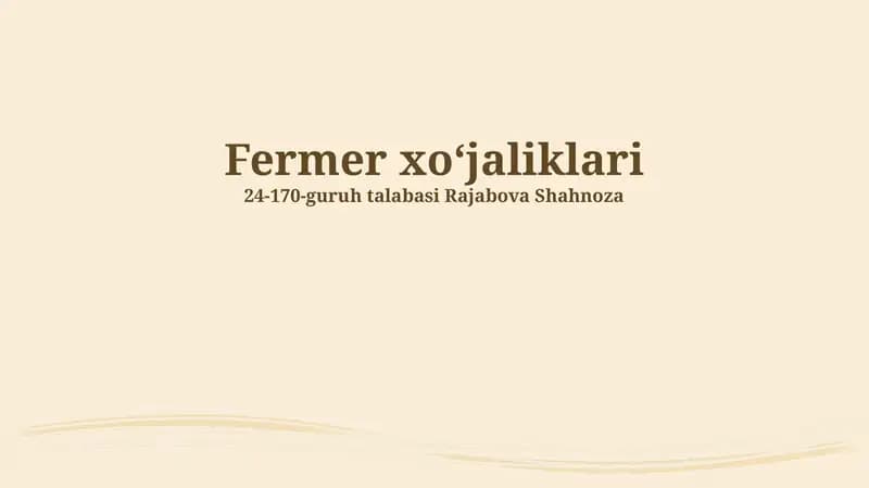 Fermer xo'jaliklari