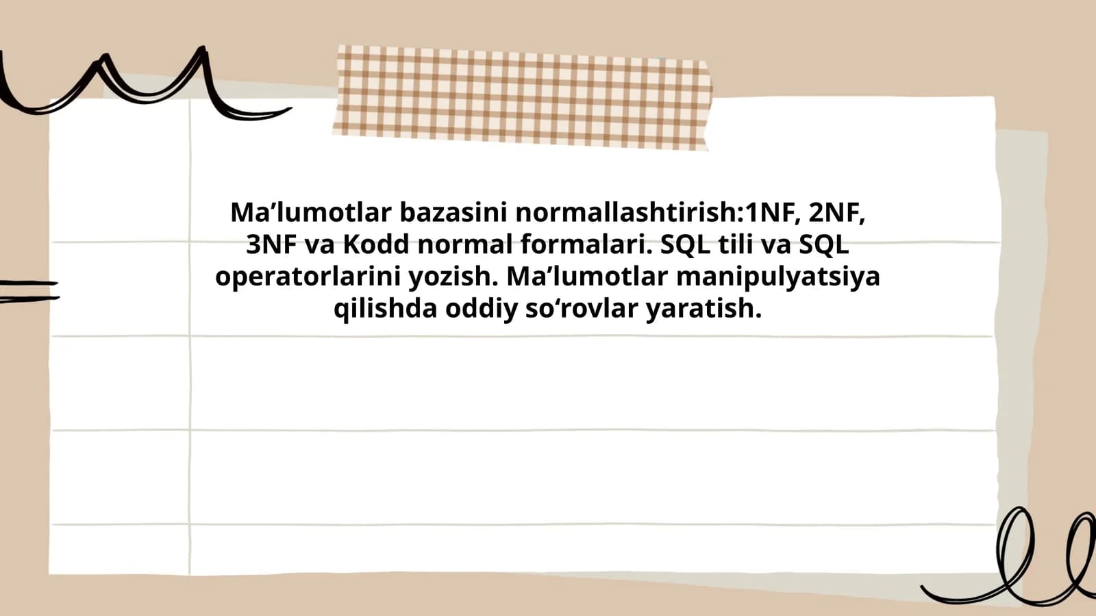 Ma’lumotlar bazasini normallashtirish