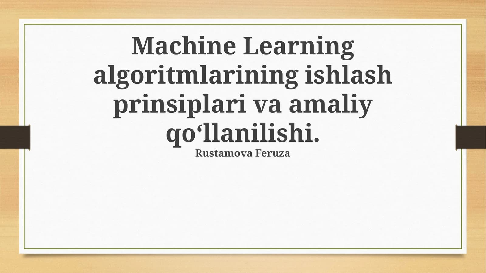 Mashinalarni o'rgatish algoritmlarining ishlash prinsiplari va amaliy qo' llanilishi