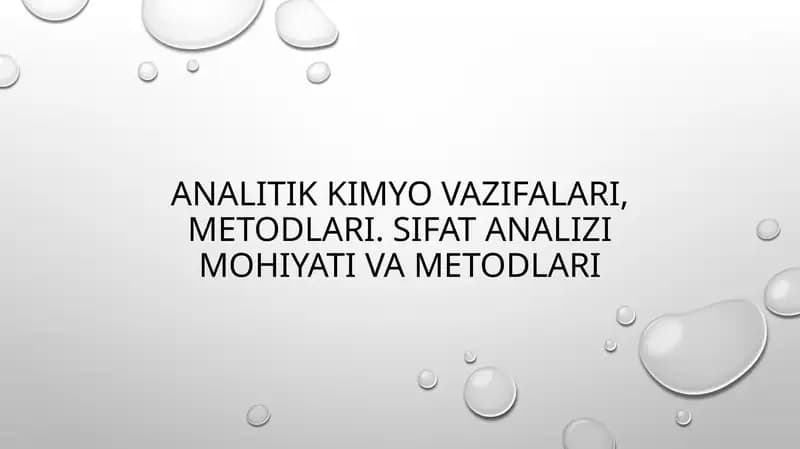 Analitik kimyo va vazifalari