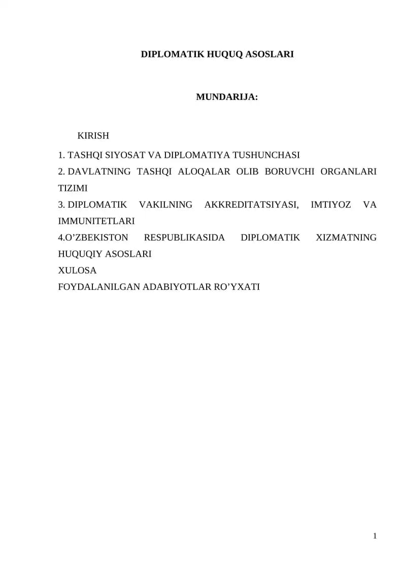 DIPLOMATIK HUQUQ ASOSLARI