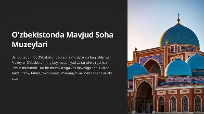 O'zbekistonda Mavjud Soha Muzeylari