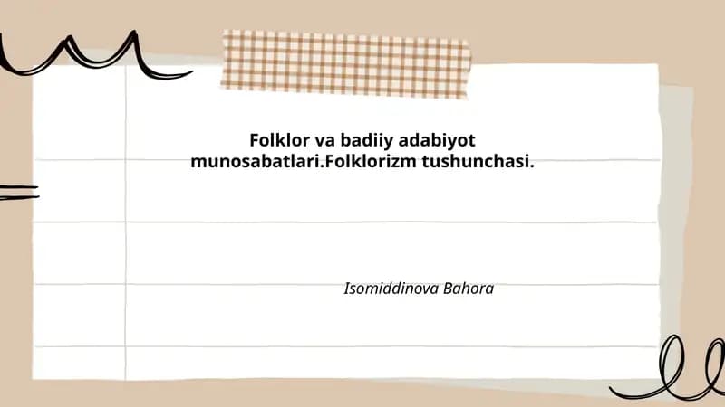 Folklor va badiiy adabiyot munosabatlari