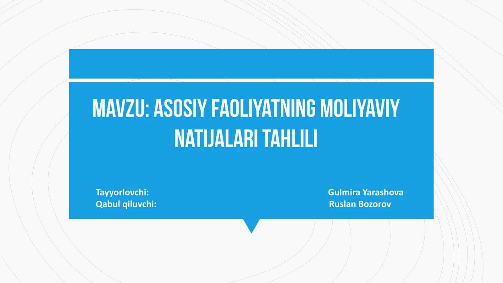 Asosiy faoliyatning moliyaviy natijalari tahlili
