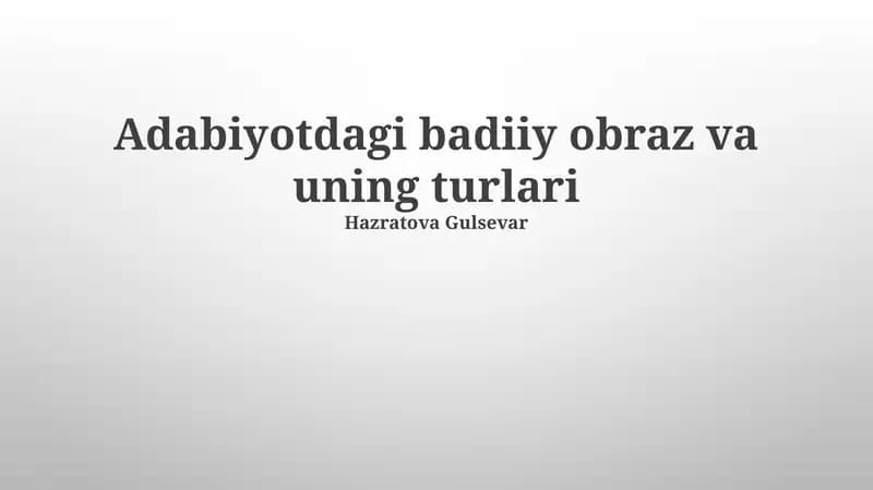 Badiiy Tasvirning Mohiyati
