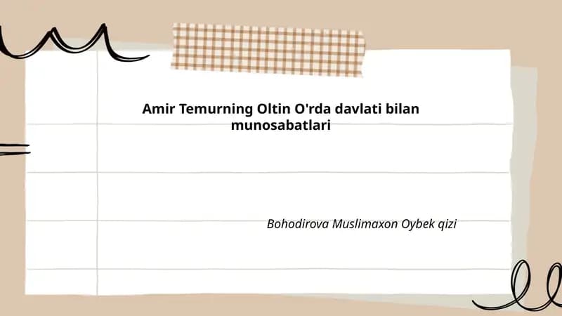 Amir Temurning Oltin O'rda davlati bilan munosabatlari