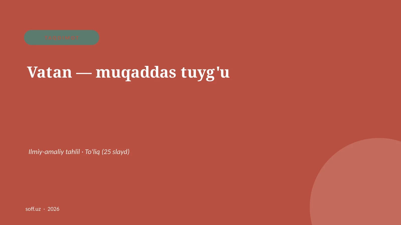 Vatan — muqaddas tuyg'u