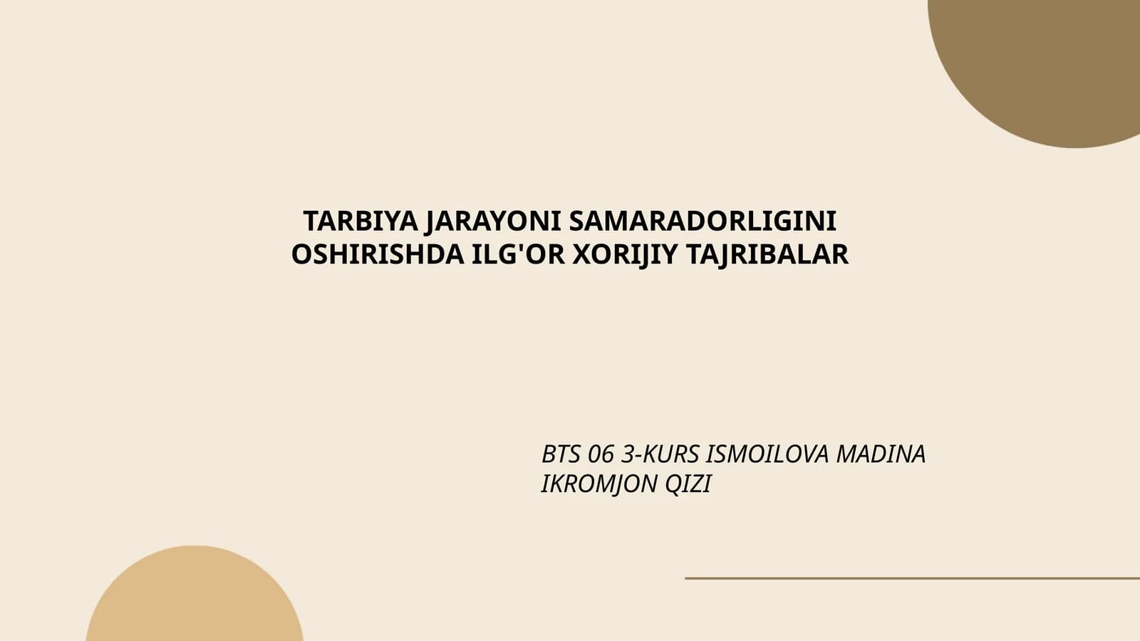 TARBIYA JARAYONI SAMARADORLIGINI OSHIRISHDA ILG'OR XORIJIY TAJRIBALAR