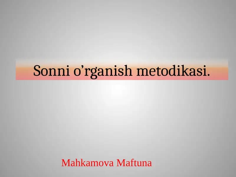Sonnio’rganishmetodikasi
