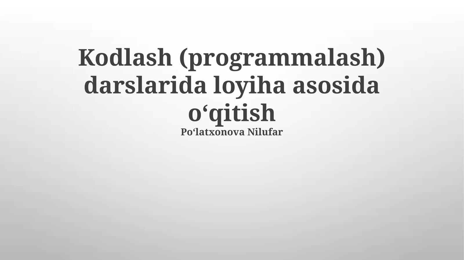 Loyiha-asosidagi Dasturlash Darslari