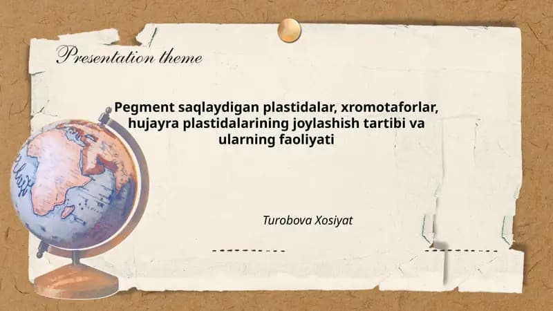 Pegment saqlaydigan plastidalar va xromotaforlar