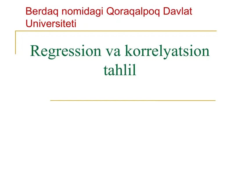Regression va korrelyatsion tahlil
