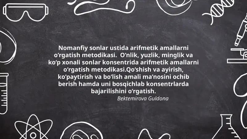 Nomanfiy sonlar ustida arifmetik amallarni o‘rgatish metodikasi