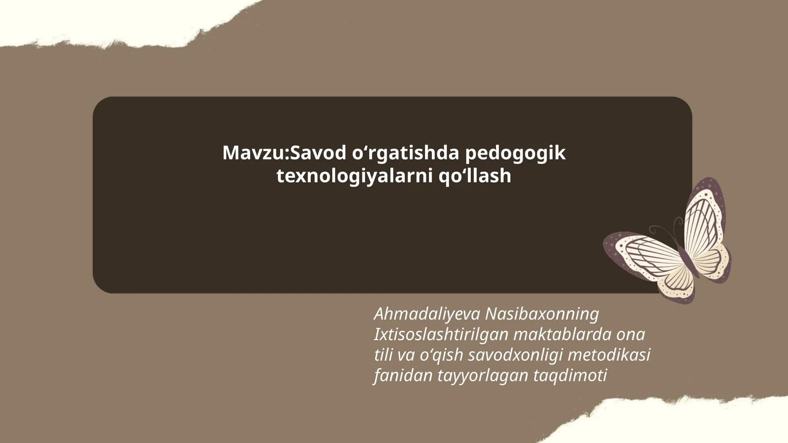 Ixtisoslashtirilgan maktablarda ona tili va oʻqish savodxonligi metodikasi