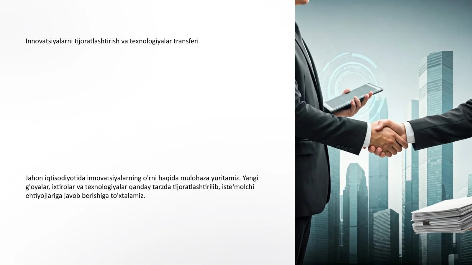 Innovatsiyalarni tijoratlashtirish va texnologiyalar transferi