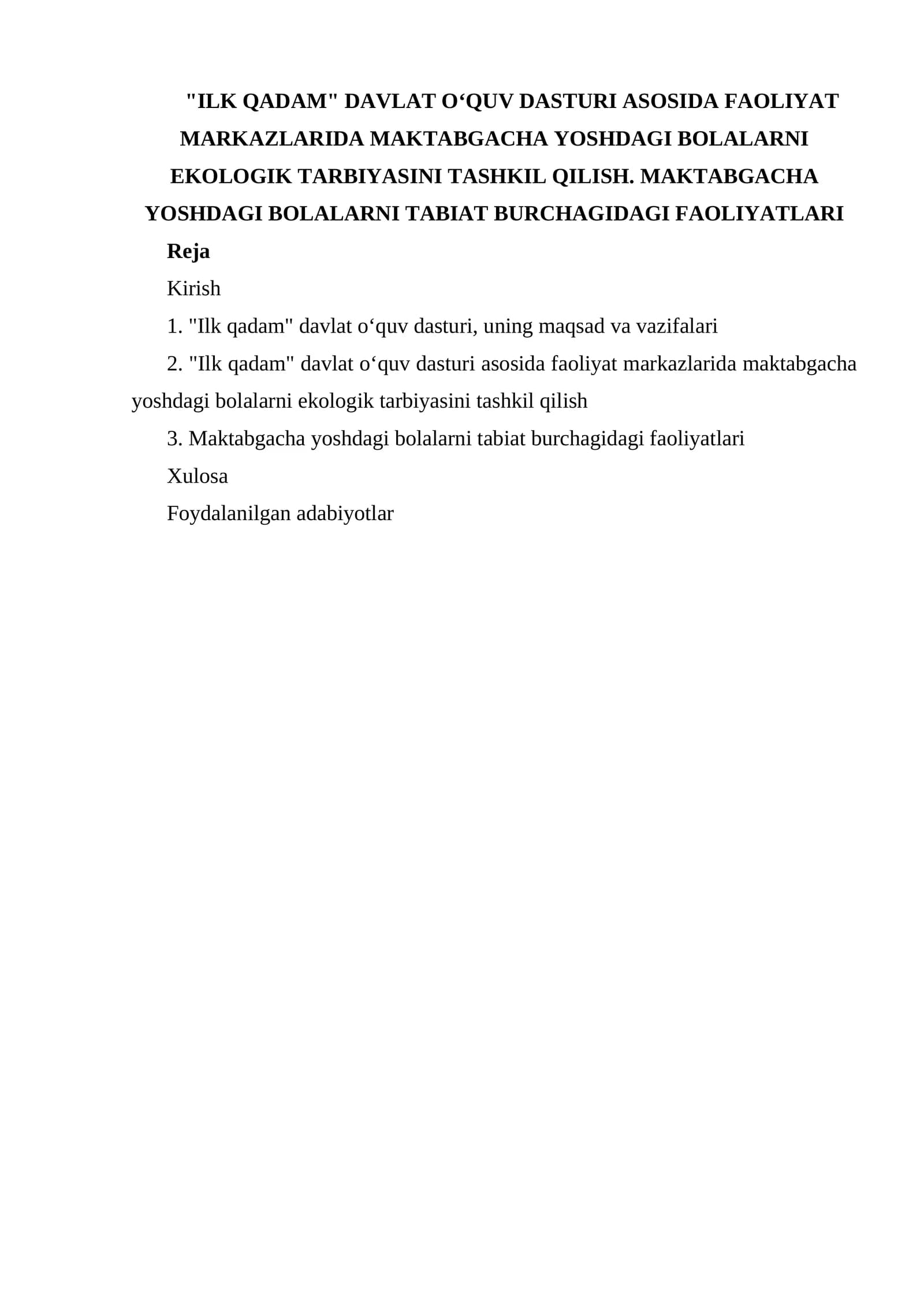 "Ilk Qadam" davlat o‘quv dasturi asosida faoliyat markazlarida