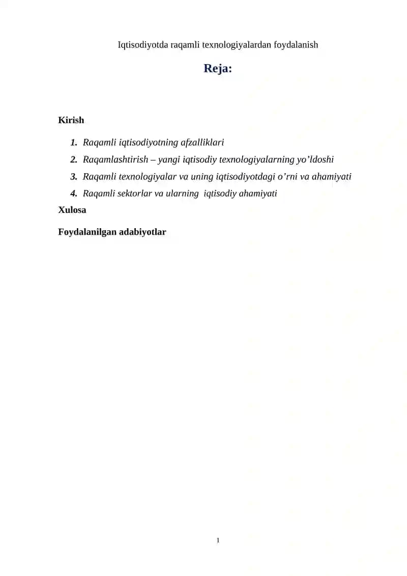 Raqamli texnologiyalar va ularning iqtisodiy ahamiyati