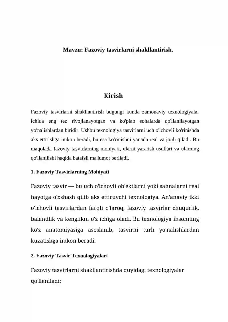 Fazoviy tasvirlarni shakllantirish