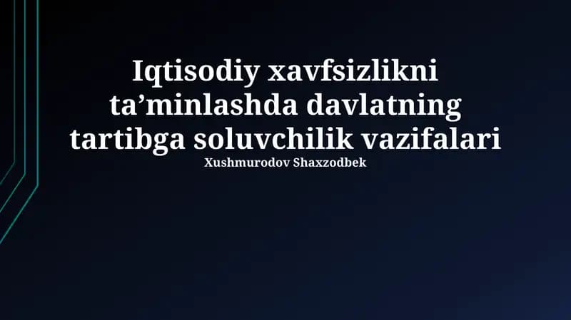 Pul-kredit siyosati va iqtisodiy xavfsizlik