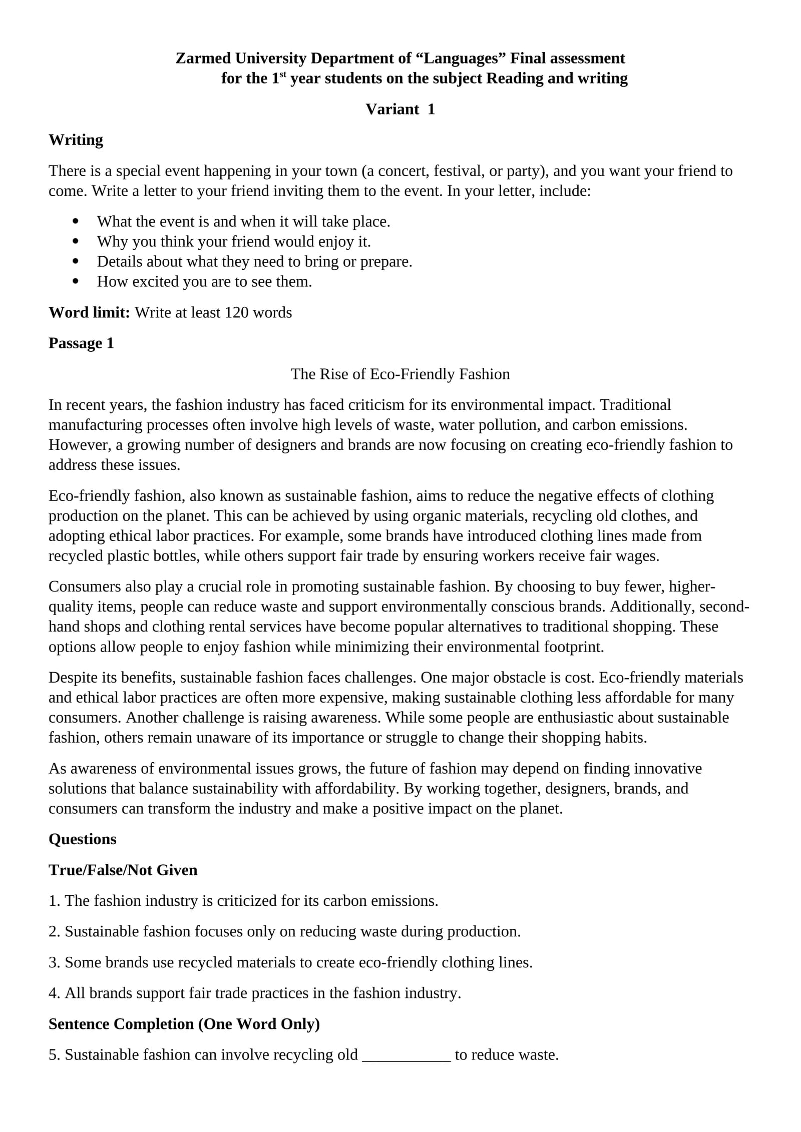 Reading and writing