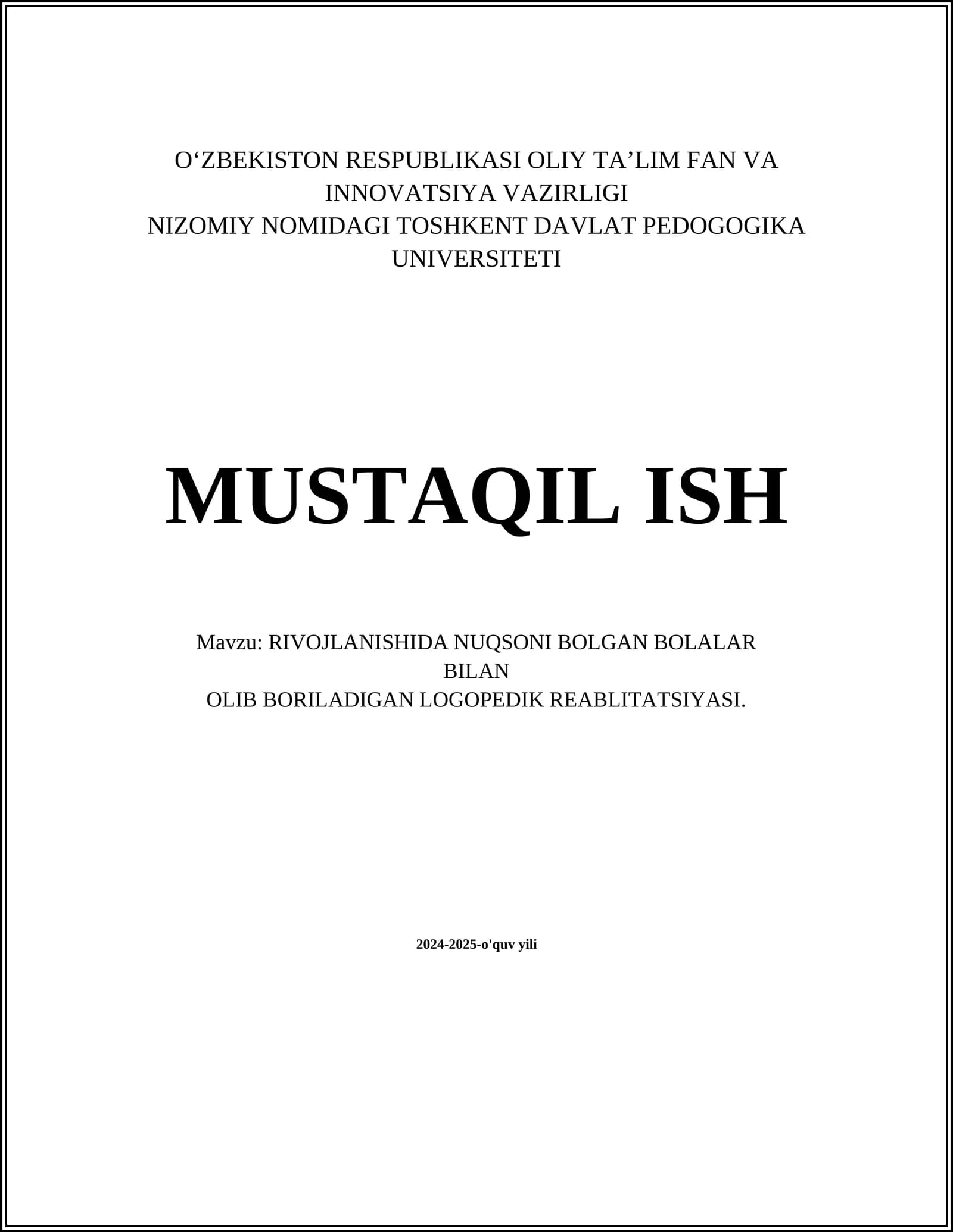 Logopedik Reabilitatsiya