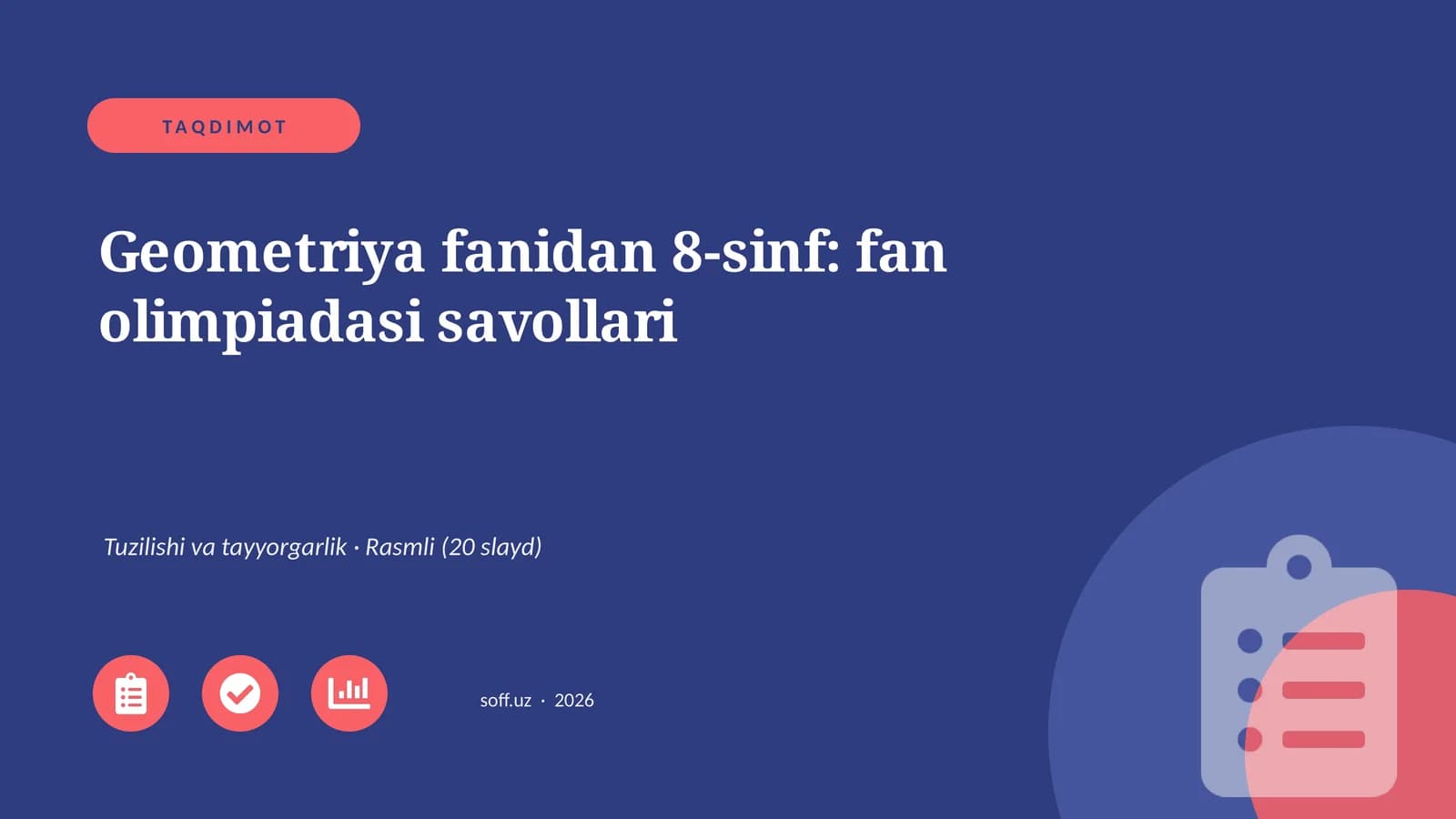 Geometriya fanidan 8-sinf: fan olimpiadasi savollari