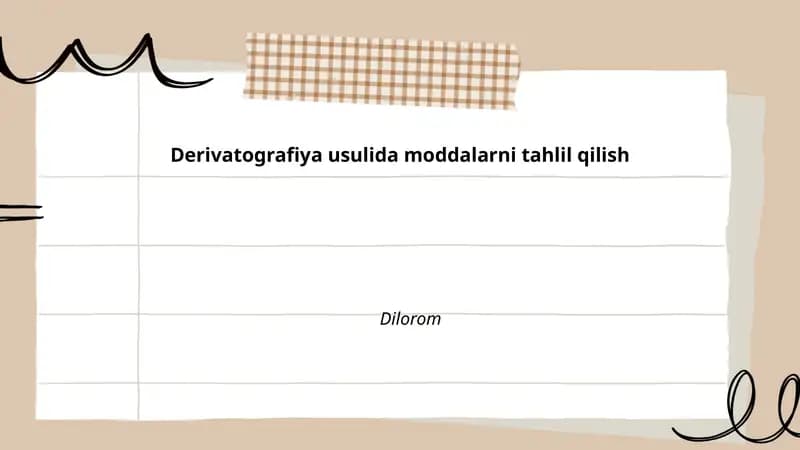 Derivatografiya usulida moddalarni tahlil qilish