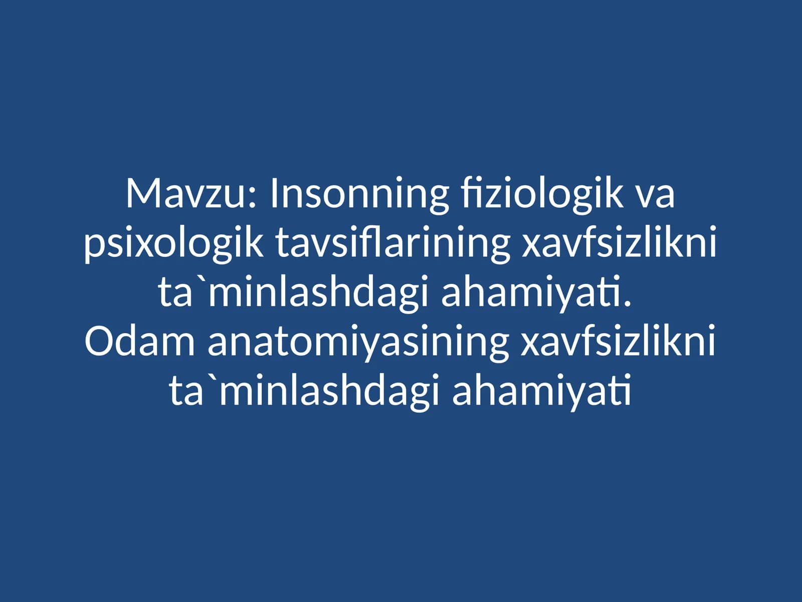 Insonning Fiziologik Tavsiflari va Xavfsizlik