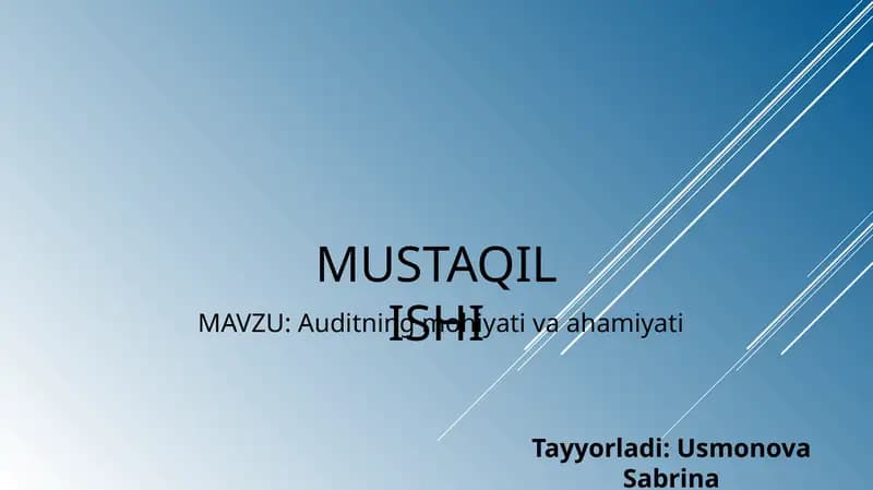 Auditning Vujudga Kelishi