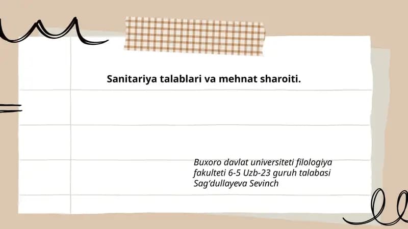 Ish joyida umumiy sanitariya-me'yorlari