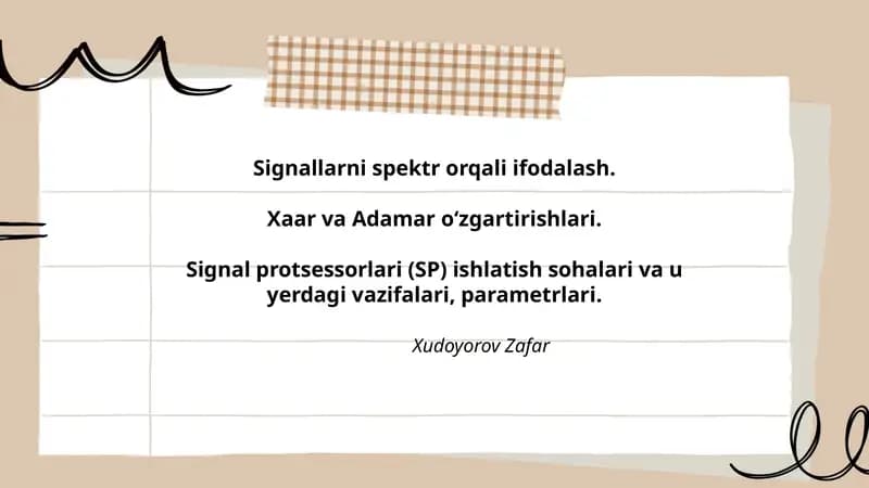 Signallarni spektr orqali ifodalash
