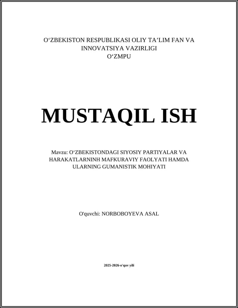 O‘zbekiston siyosiy partiyalarining mafkuraviy rivojlanishi