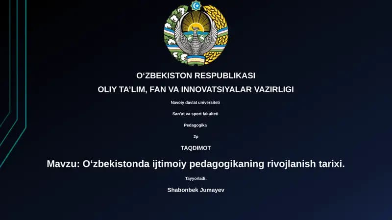 O‘zbekistonda ijtimoiy pedagogikaning rivojlanish tarixi