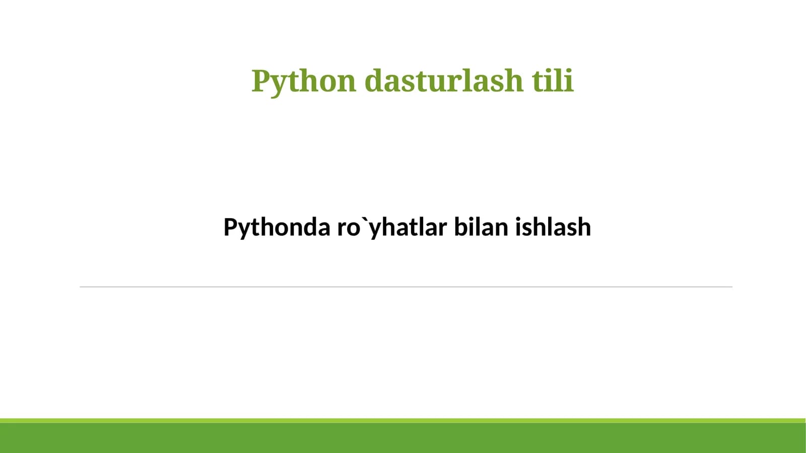 Ro`yxatlar va Pythondasturlash
