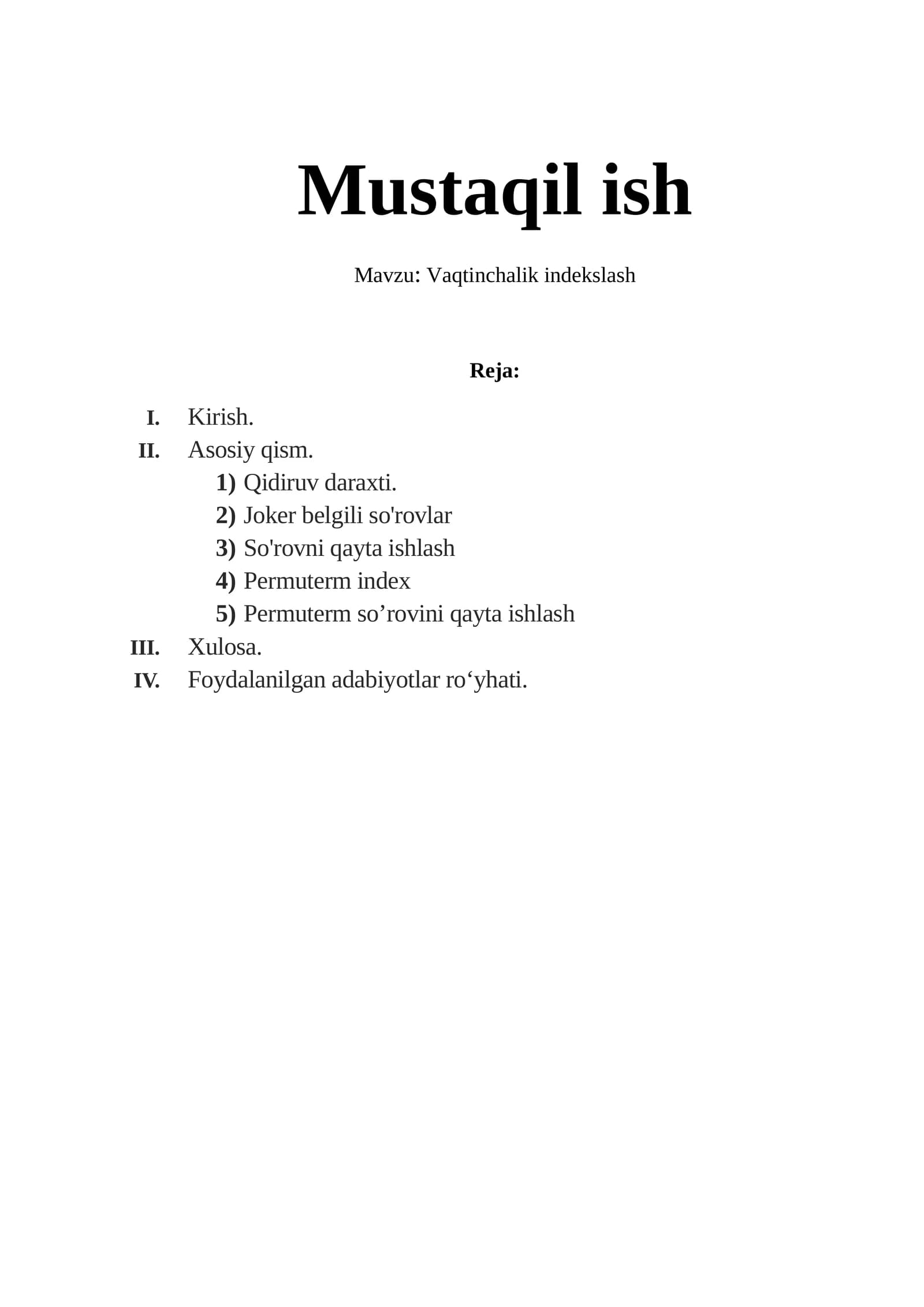 Vaqtinchalik indekslash