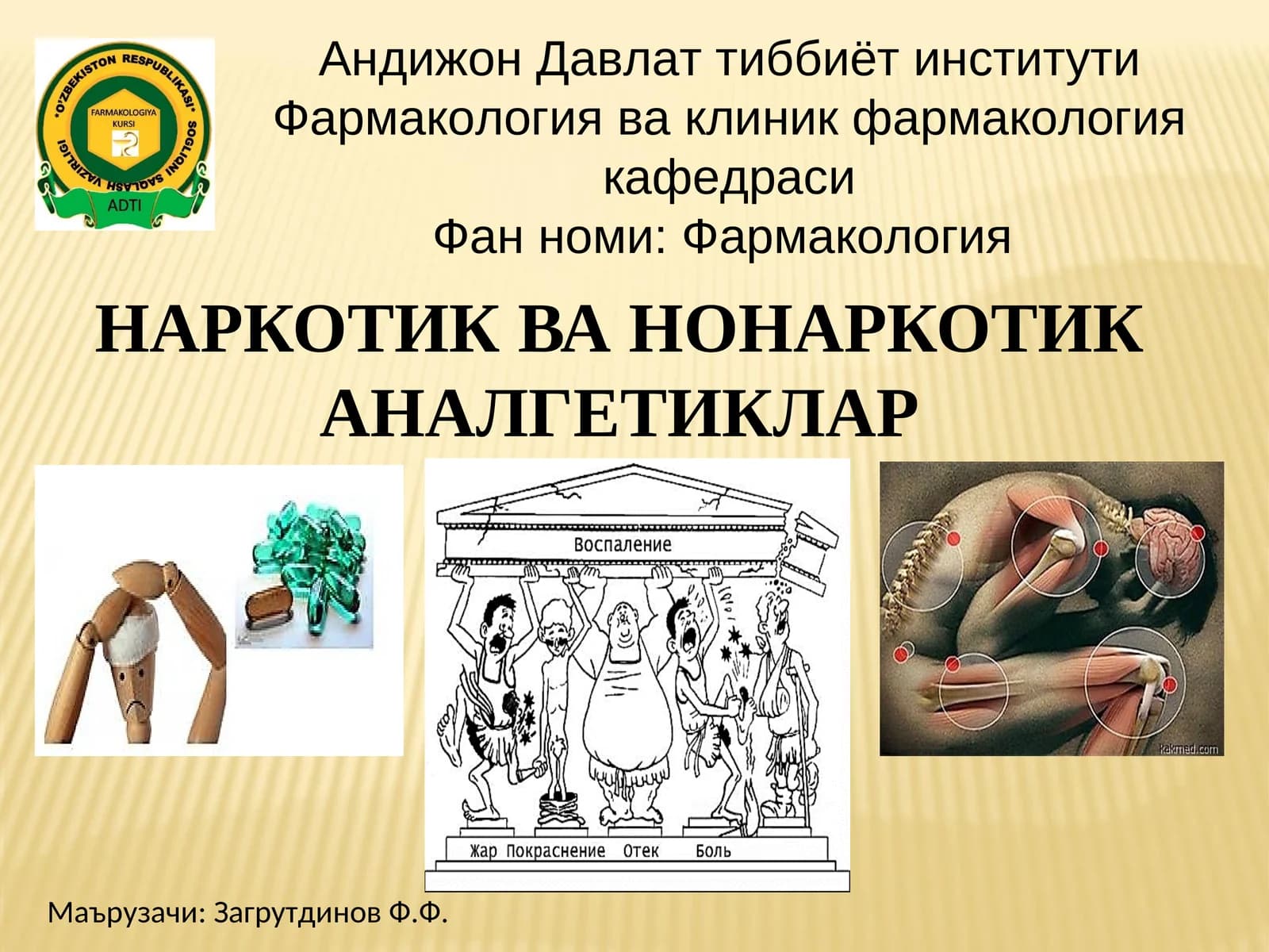 НАРКОТИК ВА НОНАРКОТИК АНАЛГЕТИКЛАР
