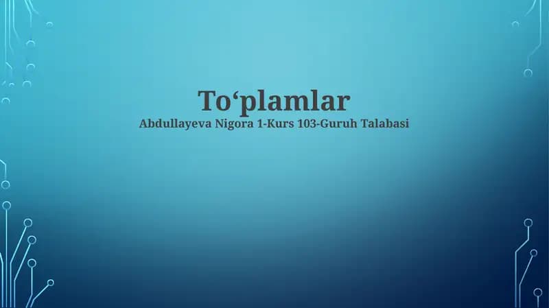 To'plam Operatsiyalari