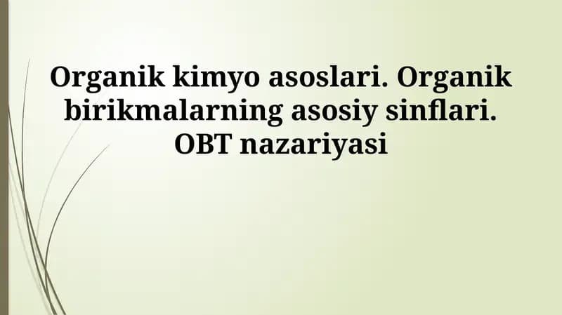 Organik kimyo asoslari