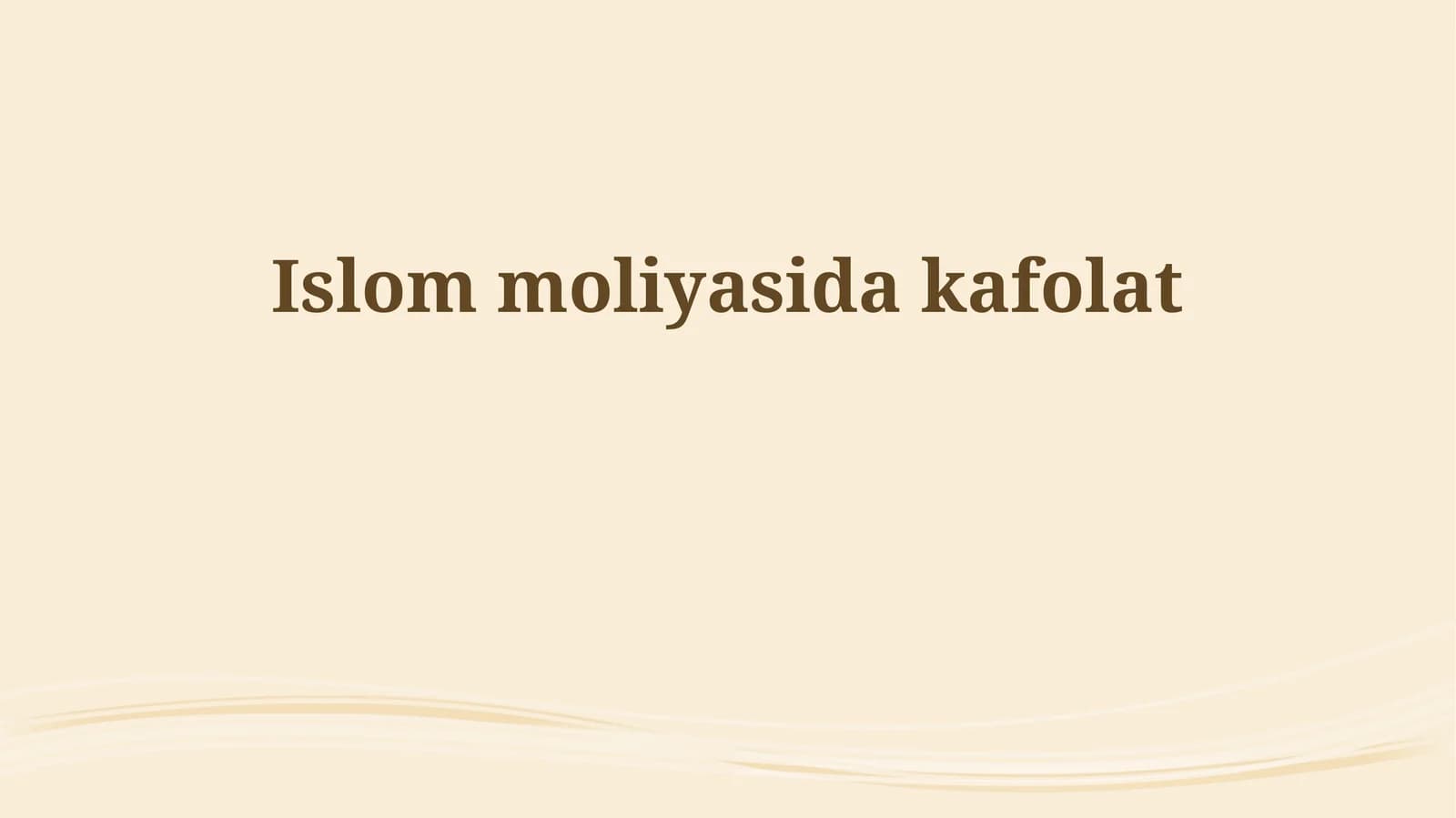 Islom moliyasida kafolat