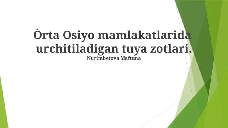 Qoraqo'l Tuya Zotining Xususiyatlari