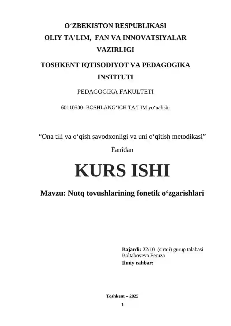 Nutq tovushlarining fonetik oʻzgarishlari
