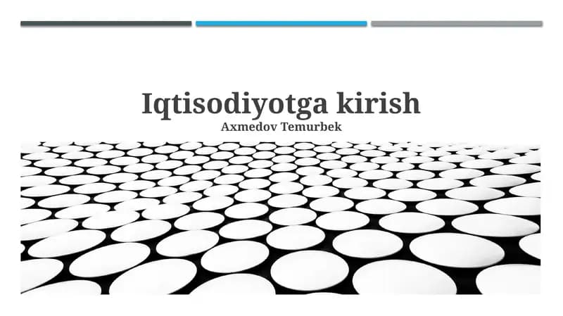 Iqtisodiyotga kirish va asosiy tushunchalar