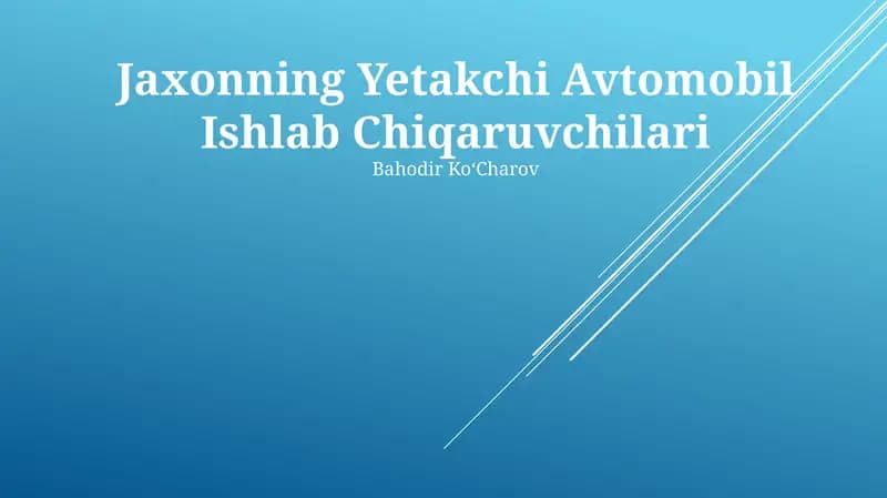 Jaxonning Yetakchi Avtomobil Ishlab Chiqaruvchilari