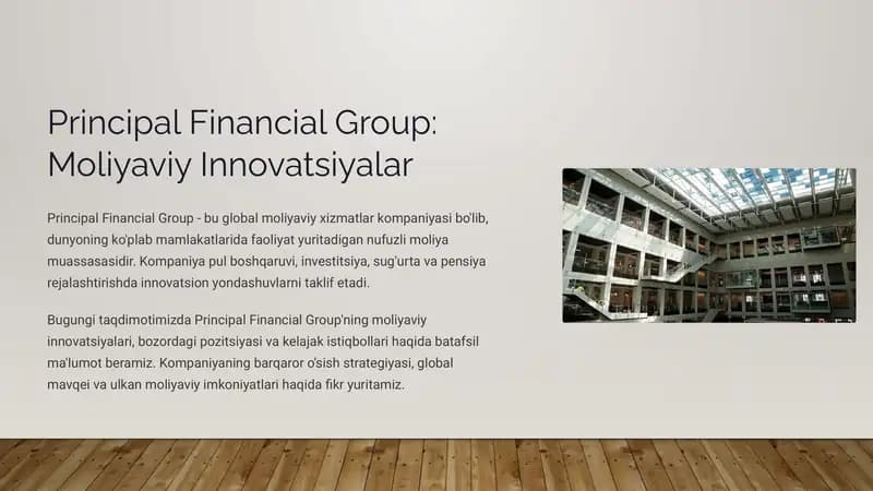 Principal Financial Group: Moliyaviy Innovatsiyalar
