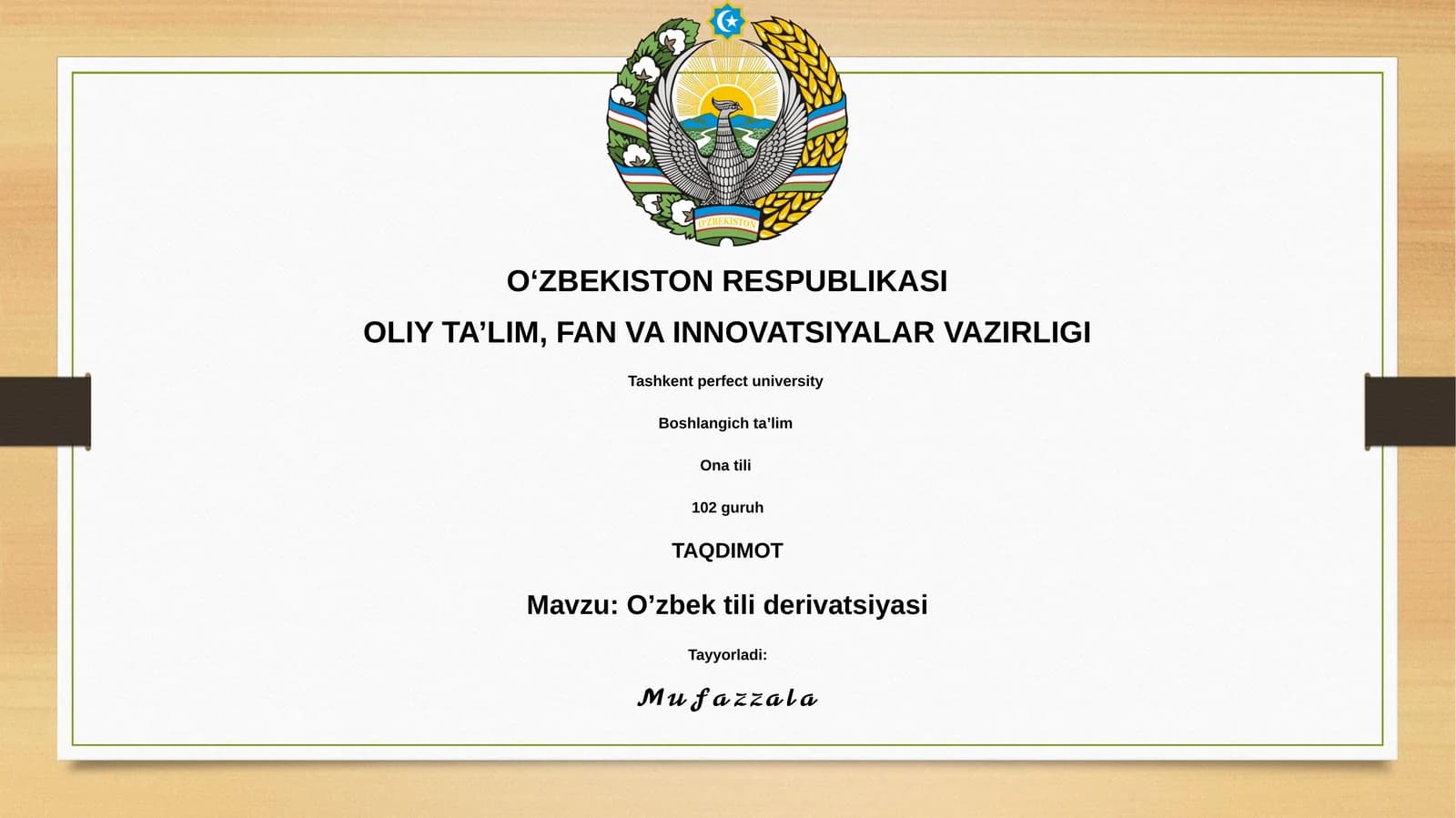 O'zbek tili derivatsiyasi