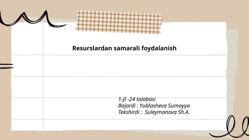 Resurslardan samarali foydalanish