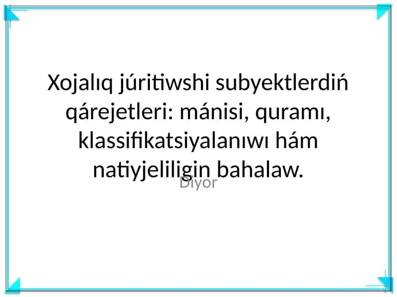 Xojalıq júritiwshi subyektlerdiń qárejetleri