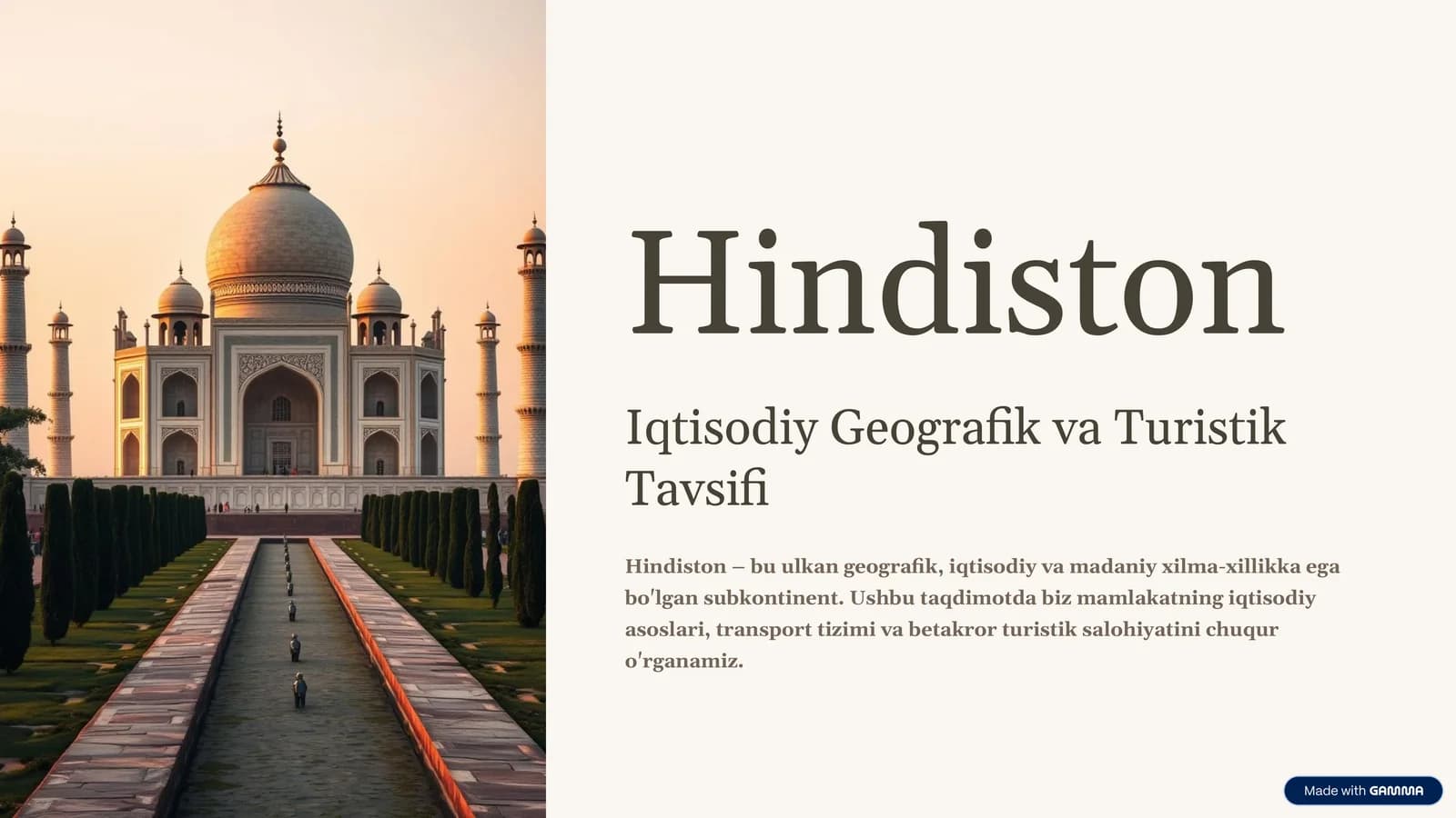 Hindiston Iqtisodiy Geografik va Turistik Tavsifi