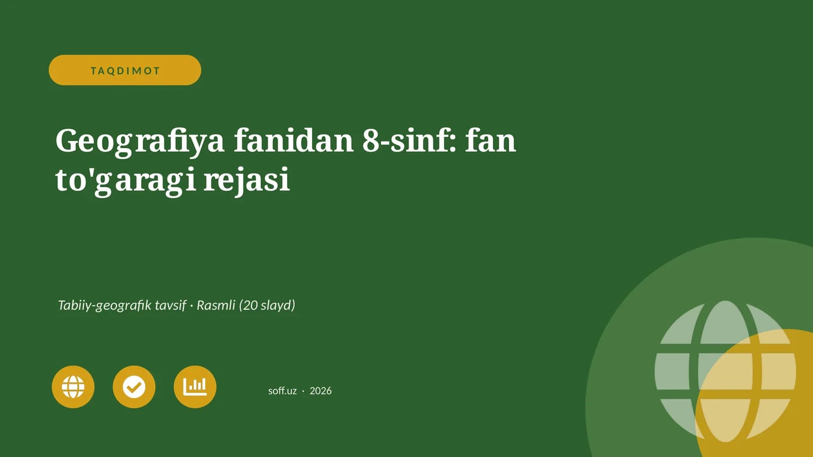 Geografiya fanidan 8-sinf: fan to'garagi rejasi